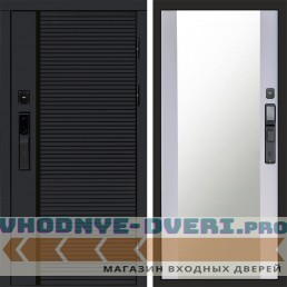 Входная дверь  Smart (Смарт) Black Line Зеркало 27 белый софт